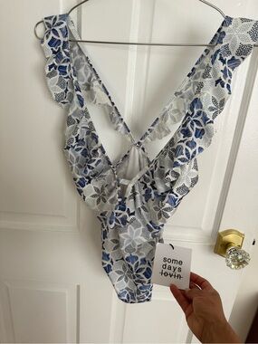 Some Days Lovin' Blue Floral Sexy One-Piece Swimsuit